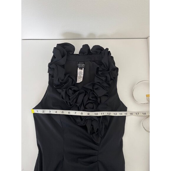 Xscape Dress 6 Ruffles BodyCon Little Black Dress Coquette Romantic Femme Fatale - Picture 5 of 16